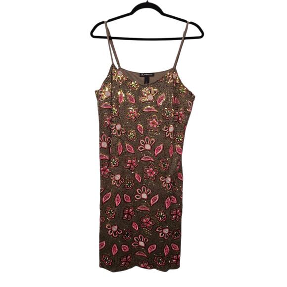 Vtg Y2K INC Int'l Concepts Floral Beaded Slip Dress Womens XL Fairy Whimsigoth - Picture 1 of 13